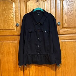 Nina Leonard Denim Twill Flounce Jacket